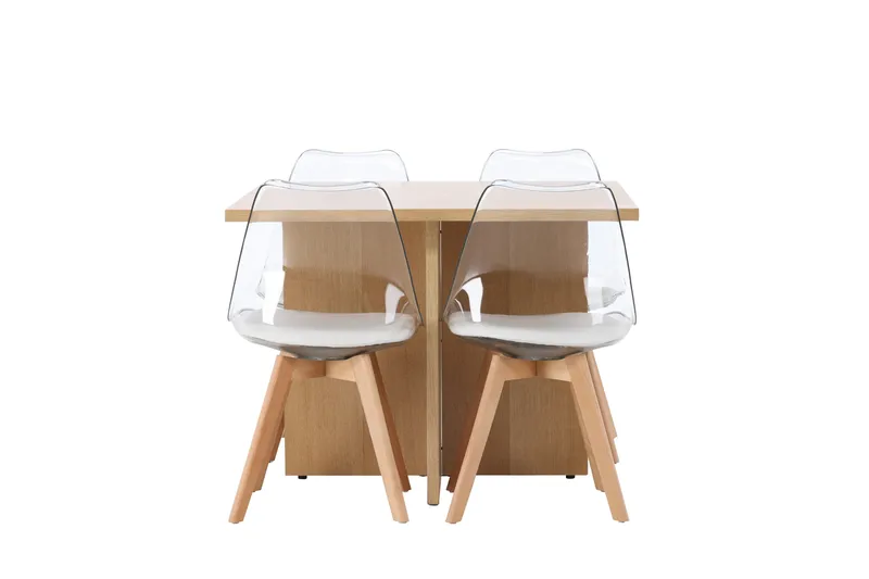 Leo Matgrupp 100 cm Rektangulär med 4 Edvin stolar, Natur