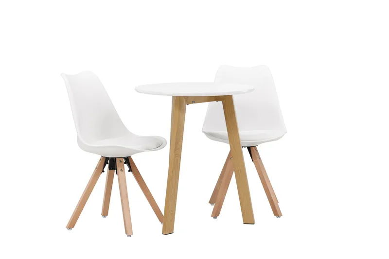 Leonora Matgrupp  65 cm Rund med 2 Zeno stolar - Vit - Products - Möbler - Bord & matgrupp - Matgrupp