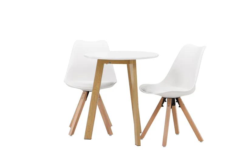 Leonora Matgrupp  65 cm Rund med 2 Zeno stolar - Vit - Products - Möbler - Bord & matgrupp - Matgrupp