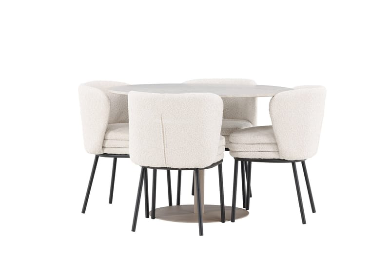Lycke Matgrupp 110 cm Rund med 4 Agnes stolar - Beige/Vit - Products - Möbler - Bord & matgrupp - Matgrupp