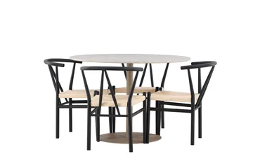 Lycke Matgrupp 110 cm Rund med 4 Alfons stolar - Beige/Svart - Products - Möbler - Bord & matgrupp - Matgrupp