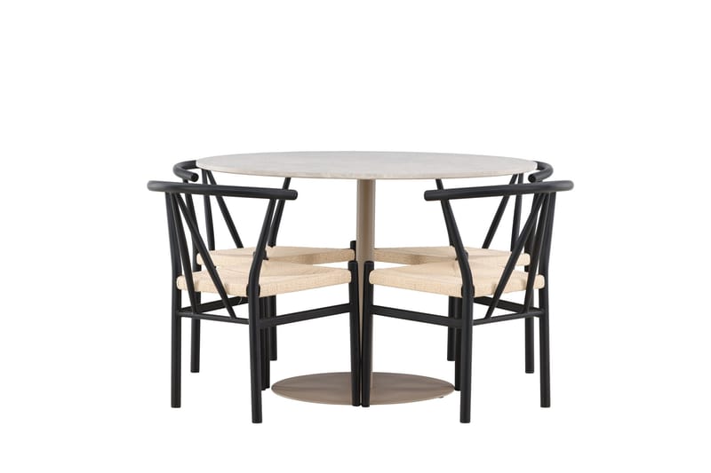 Lycke Matgrupp 110 cm Rund med 4 Alfons stolar - Beige/Svart - Products - Möbler - Bord & matgrupp - Matgrupp