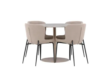 Lycke Matgrupp 110 cm Rund med 4 Modesto stolar - Beige/Beige - Products - Möbler - Bord & matgrupp - Matgrupp
