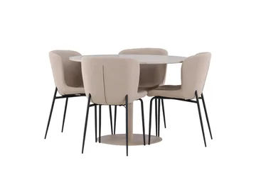 Lycke Matgrupp 110 cm Rund med 4 Modesto stolar - Beige/Beige - Products - Möbler - Bord & matgrupp - Matgrupp
