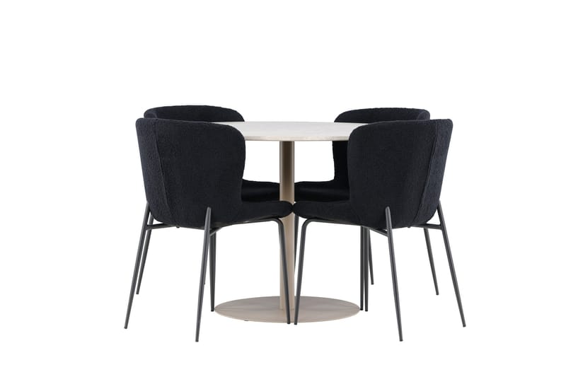 Lycke Matgrupp 110 cm Rund med 4 Modesto stolar - Beige/Svart - Products - Möbler - Bord & matgrupp - Matgrupp
