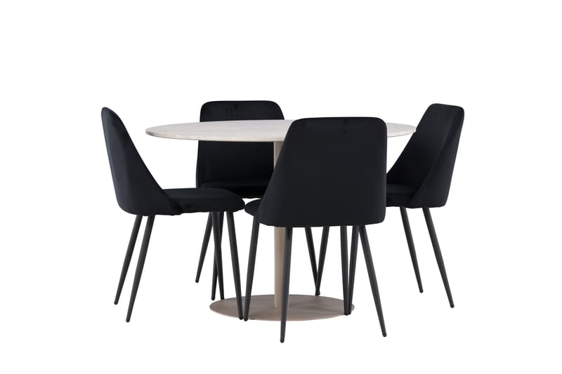 Lycke Matgrupp 110 cm Rund med 4 Night stolar - Beige/Svart - Products - Möbler - Bord & matgrupp - Matgrupp