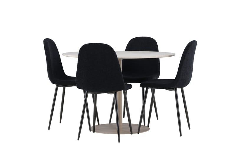 Lycke Matgrupp 110 cm Rund med 4 Polar stolar - Beige/Svart - Products - Möbler - Bord & matgrupp - Matgrupp