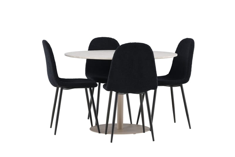 Lycke Matgrupp 110 cm Rund med 4 Polar stolar - Beige/Svart - Products - Möbler - Bord & matgrupp - Matgrupp