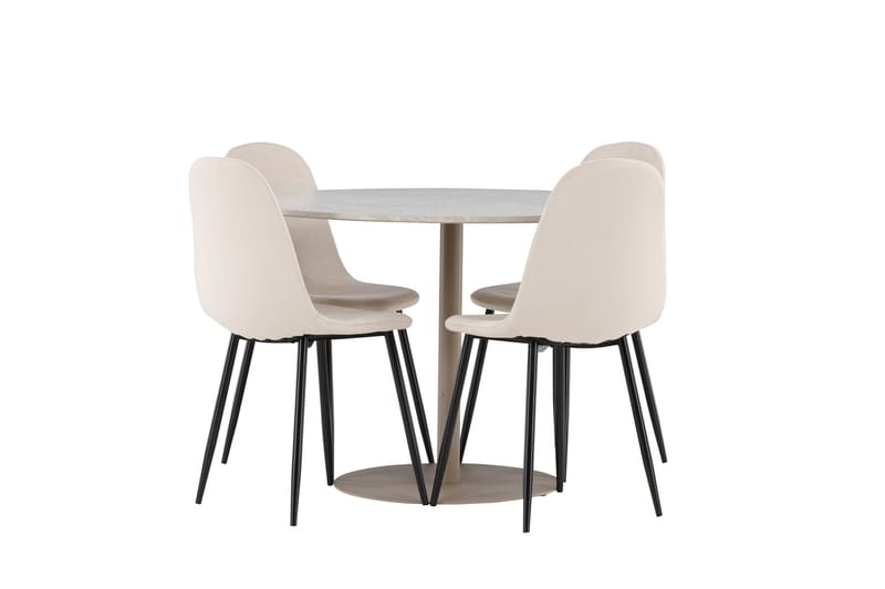Lycke Matgrupp 110 cm Rund med 4 Polar stolar - Beige/Beige - Products - Möbler - Bord & matgrupp - Matgrupp