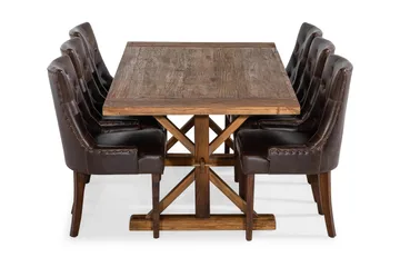 Lyon Förlängningsbar Matgrupp 200 cm med 6 Tuva Fåtölj - Natur/Brun - Products - Möbler - Bord & matgrupp - Matgrupp