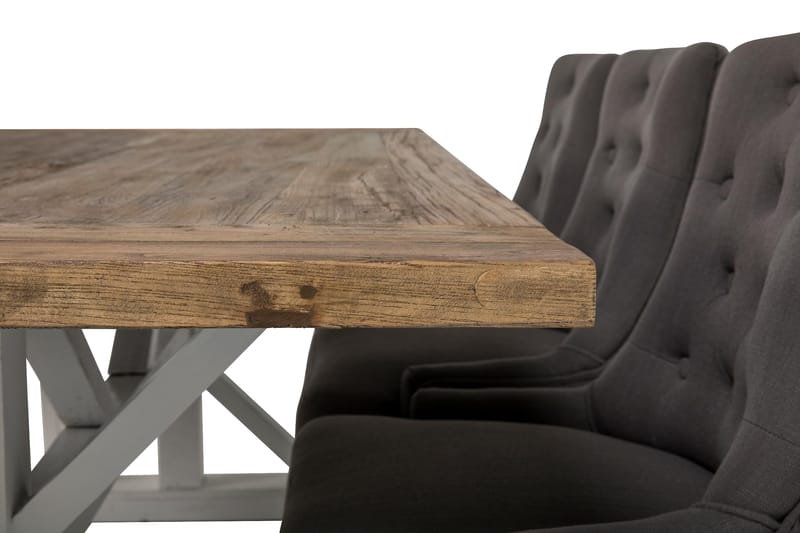 Lyon Förlängningsbar Matgrupp 200 cm med 6 Viktoria Stol - Natur/Vit/Grå - Products - Möbler - Bord & matgrupp - Matgrupp