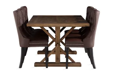 Lyon Matgrupp 200x100 cm inkl 6 Bergviken Stolar Konstläder - Brun - Products - Möbler - Bord & matgrupp - Matgrupp