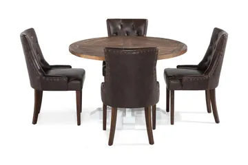 Lyon Matgrupp Rund med 4 st Tuva Fåtölj Konstläder - Trä/Vit/Svart PU - Products - Möbler - Bord & matgrupp - Matgrupp