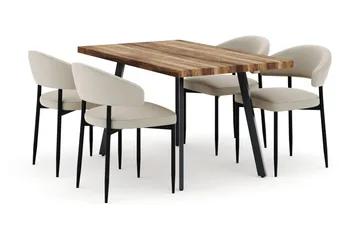 Marcelen Matbord Förlängningsbart med 4 Sawako Stolar - Brun - Products - Möbler - Bord & matgrupp - Matgrupp