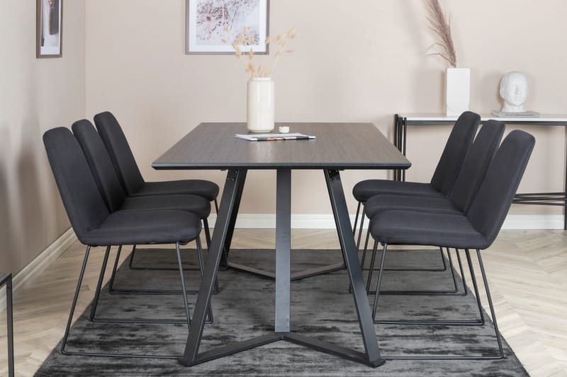 Marina Matgrupp 180 cm Rektangulär med 6 Muce stolar - Svart - Products - Möbler - Bord & matgrupp - Matgrupp