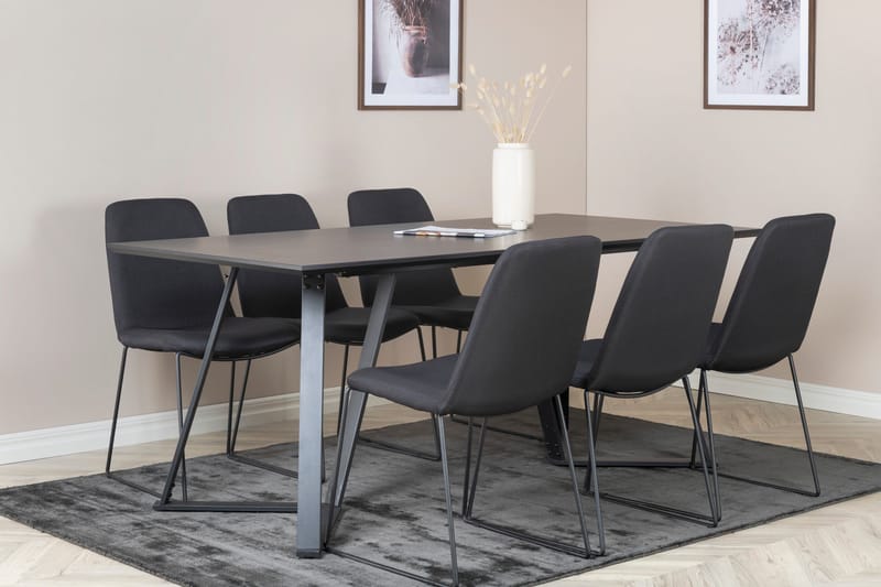 Marina Matgrupp 180 cm Rektangulär med 6 Muce stolar - Svart - Products - Möbler - Bord & matgrupp - Matgrupp