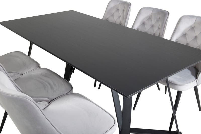 Marina Matgrupp 180 cm Rektangulär med 6 Velvet Deluxe stolar - Svart - Products - Möbler - Bord & matgrupp - Matgrupp