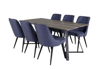 Marina Matgrupp 180 cm Rektangulär med 6 Velvet Deluxe stolar - Svart - Products - Möbler - Bord & matgrupp - Matgrupp