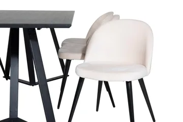 Marina Matgrupp 180 cm Rektangulär med 6 Velvet stolar - Beige - Products - Möbler - Bord & matgrupp - Matgrupp