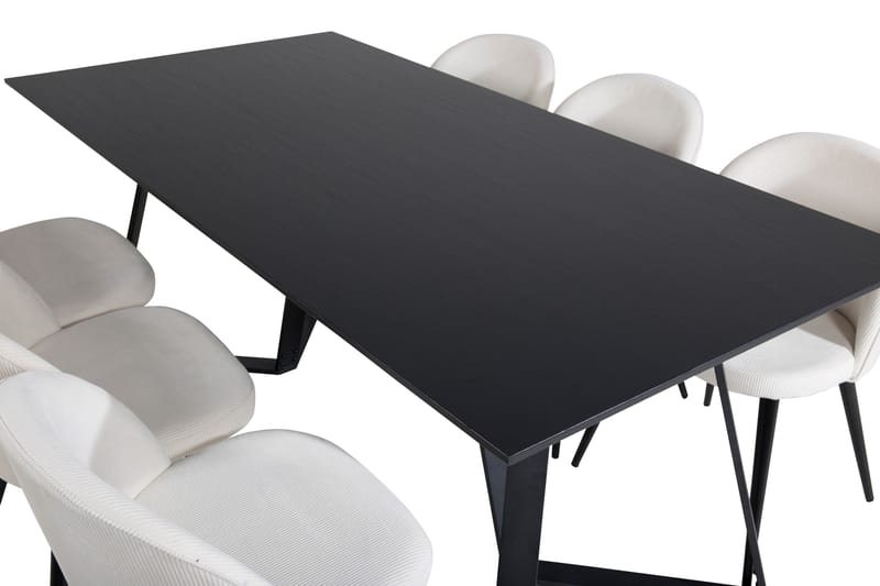 Marina Matgrupp 180 cm Rektangulär med 6 Velvet stolar - Beige - Products - Möbler - Bord & matgrupp - Matgrupp
