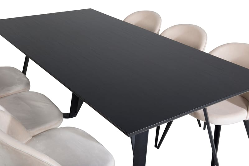 Marina Matgrupp 180 cm Rektangulär med 6 Velvet stolar - Beige - Products - Möbler - Bord & matgrupp - Matgrupp