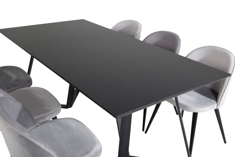 Marina Matgrupp 180 cm Rektangulär med 6 Velvet stolar - Svart - Products - Möbler - Bord & matgrupp - Matgrupp