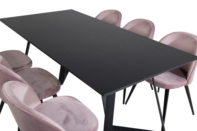Marina Matgrupp 180 cm Rektangulär med 6 Velvet stolar - Svart - Products - Möbler - Bord & matgrupp - Matgrupp