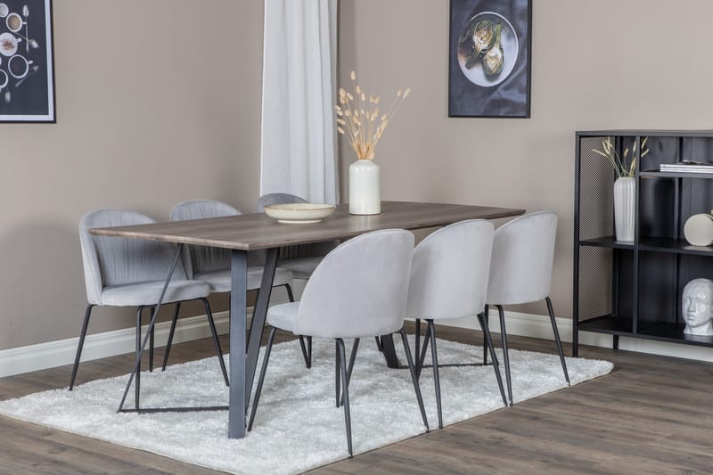 Marina Matgrupp 180 cm Rektangulär med 6 Wrinkles stolar - Svart - Products - Möbler - Bord & matgrupp - Matgrupp