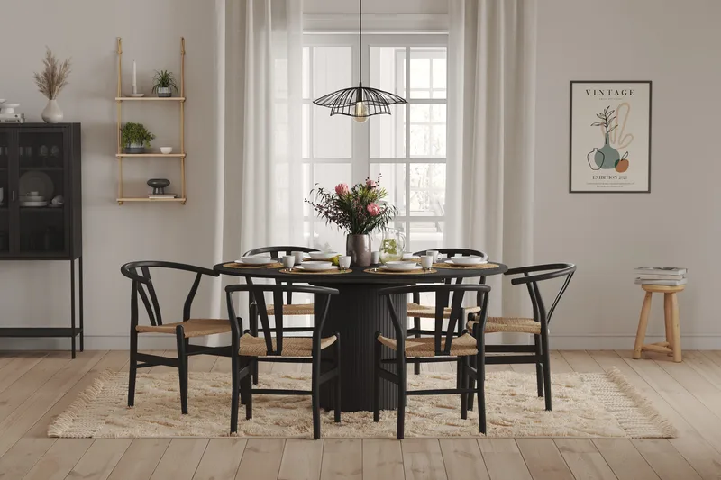 Kopparbo Matbord Runt 106-156 cm Förlängningsbart - Svart trä - Products - Möbler - Bord & matgrupp - Matbord & köksbord