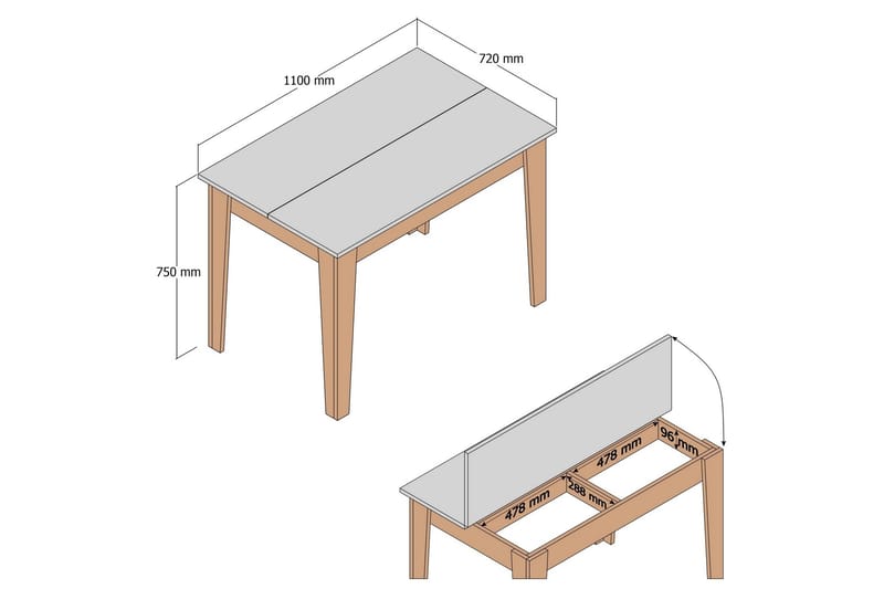 Levents Matbord 110x72 cm Vit/Brun - Hanah Home - Products - Möbler - Bord & matgrupp - Matbord & köksbord