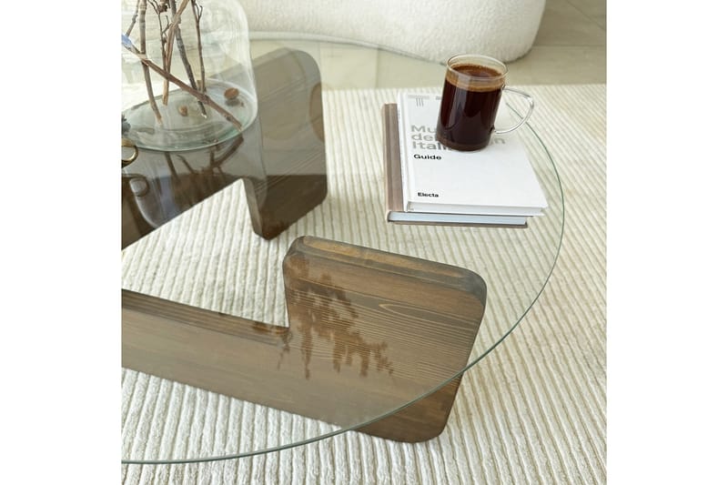 Mijara Soffbord 75 cm - Valnöt/Transparent - Products - Möbler - Bord & matgrupp - Soffbord