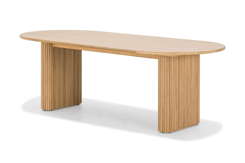 Noira Ovalt Matbord 220 cm EK +  8 st Nibe stol grå med ek ben - Natur/Grå - Products - Möbler - Bord & matgrupp - Matgrupp