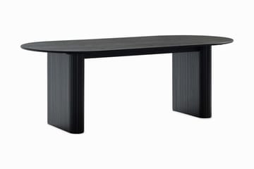 Noira Ovalt Matbord 220 cm Svart +  8 st Nibe stol grå med valnöt ben - Svart/Grå - Products - Möbler - Bord & matgrupp - Matgrupp