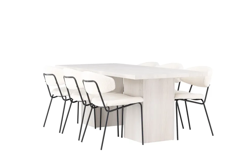 Olga Matgrupp 200 cm Rektangulär med 6 Chico Stolar - Vit - Products - Möbler - Bord & matgrupp - Matgrupp