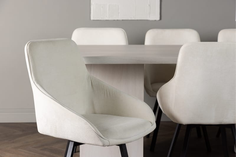 Olga Matgrupp 200 cm Rektangulär med 6 Rosie Stolar - Vit - Products - Möbler - Bord & matgrupp - Matgrupp