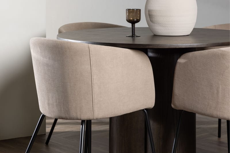 Olivia Matgrupp 110 cm Rund med 4 Berit stolar - Beige - Products - Möbler - Bord & matgrupp - Matgrupp