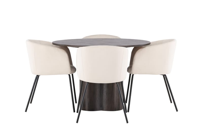 Olivia Matgrupp 110 cm Rund med 4 Berit stolar - Beige - Products - Möbler - Bord & matgrupp - Matgrupp