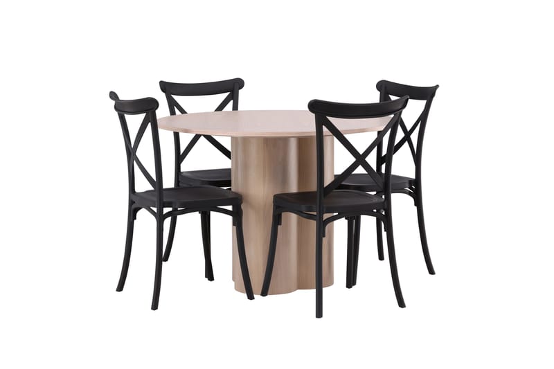 Olivia Matgrupp 110 cm Rund med 4 Crosett stolar - Whitewash - Products - Möbler - Bord & matgrupp - Matgrupp