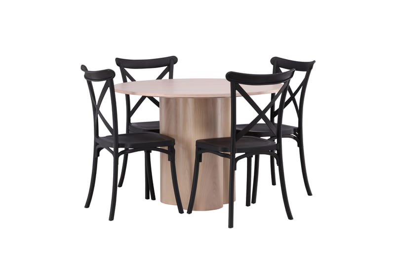 Olivia Matgrupp 110 cm Rund med 4 Crosett stolar - Whitewash - Products - Möbler - Bord & matgrupp - Matgrupp