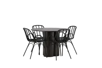 Olivia Matgrupp 110 cm Rund med 4 Dyrön stolar - Svart - Products - Möbler - Bord & matgrupp - Matgrupp