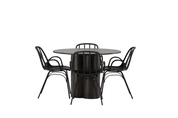 Olivia Matgrupp 110 cm Rund med 4 Dyrön stolar - Svart - Products - Möbler - Bord & matgrupp - Matgrupp