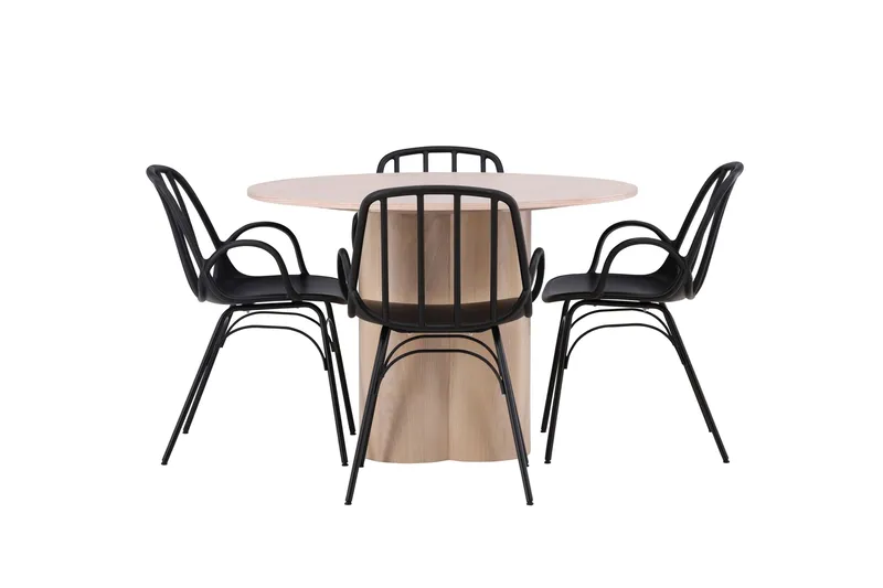 Olivia Matgrupp 110 cm Rund med 4 Dyrön stolar - Whitewash - Products - Möbler - Bord & matgrupp - Matgrupp