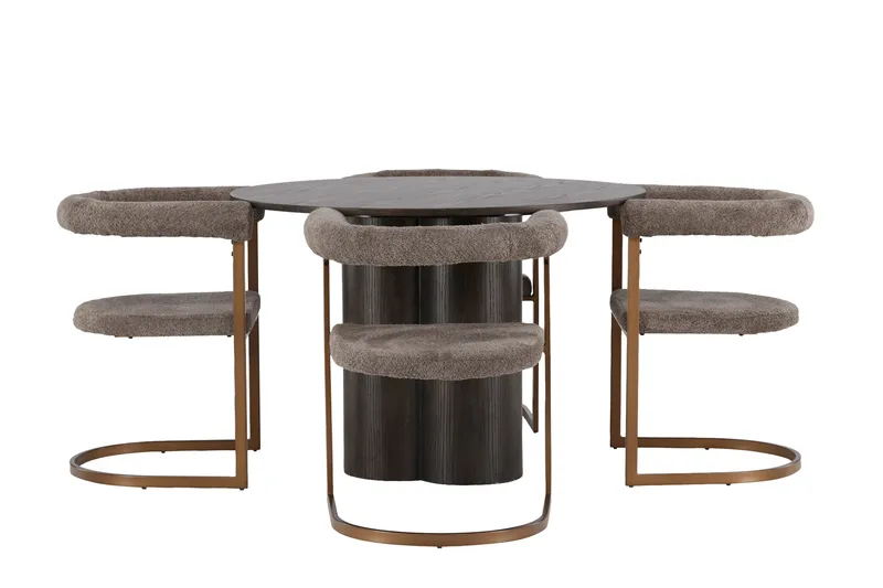 Olivia Matgrupp 110 cm Rund med 4 Morning stolar, Brun