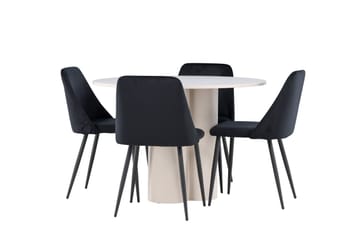 Olivia Matgrupp 110 cm Rund med 4 Night stolar - Beige/Svart - Products - Möbler - Bord & matgrupp - Matgrupp