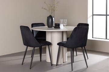 Olivia Matgrupp 110 cm Rund med 4 Night stolar - Beige/Svart - Products - Möbler - Bord & matgrupp - Matgrupp