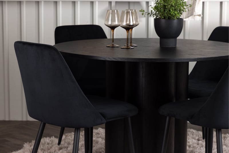 Olivia Matgrupp 110 cm Rund med 4 Night Stolar - Svart - Products - Möbler - Bord & matgrupp - Matgrupp