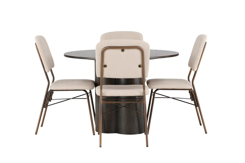 Olivia Matgrupp 110 cm Rund med 4 Seda stolar - Beige - Products - Möbler - Bord & matgrupp - Matgrupp