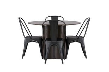 Olivia Matgrupp 110 cm Rund med 4 Tempe Stolar - Svart - Products - Möbler - Bord & matgrupp - Matgrupp