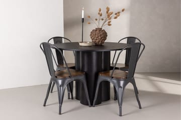 Olivia Matgrupp 110 cm Rund med 4 Tempe Stolar - Svart - Products - Möbler - Bord & matgrupp - Matgrupp