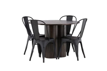 Olivia Matgrupp 110 cm Rund med 4 Tempe Stolar - Svart - Products - Möbler - Bord & matgrupp - Matgrupp
